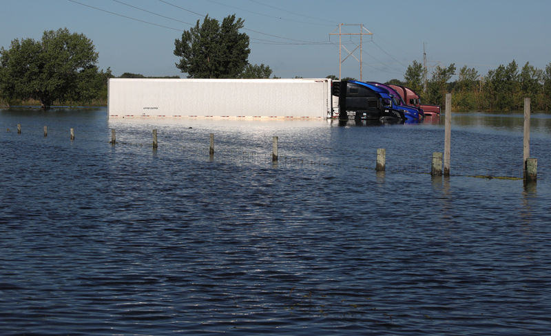 Semis under water